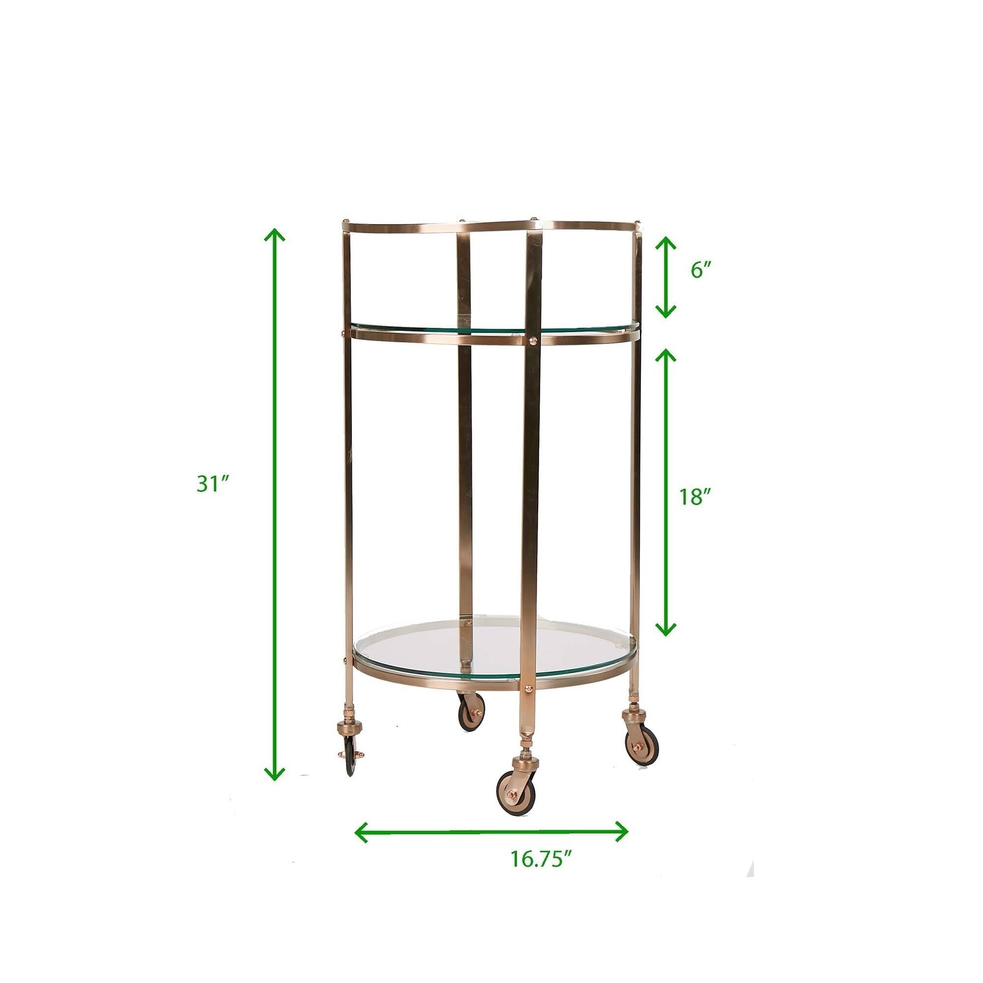 2 Tier Metal Bar Cart with Glass Top Z891088