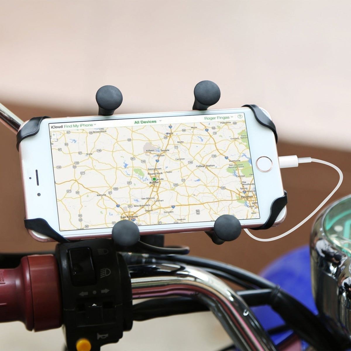 Motorcycle Handlebar Mount Holder with USB Charger G805