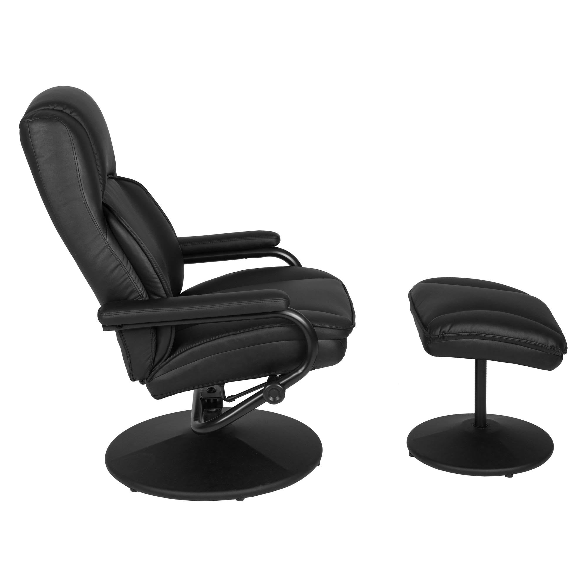 Black Swivel Recliner and Ottoman R9081
