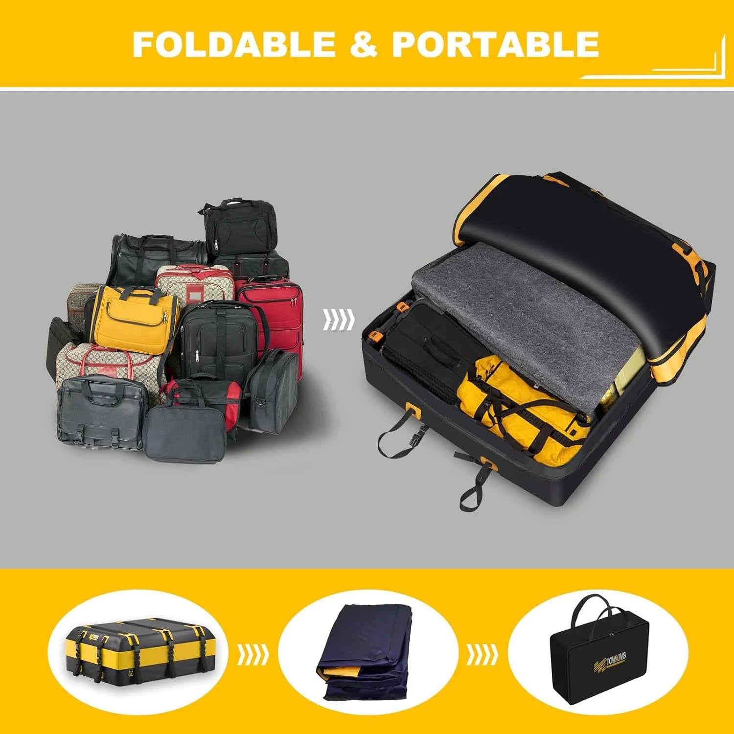 Yellow Waterproof Car Rooftop Cargo Carrier I559