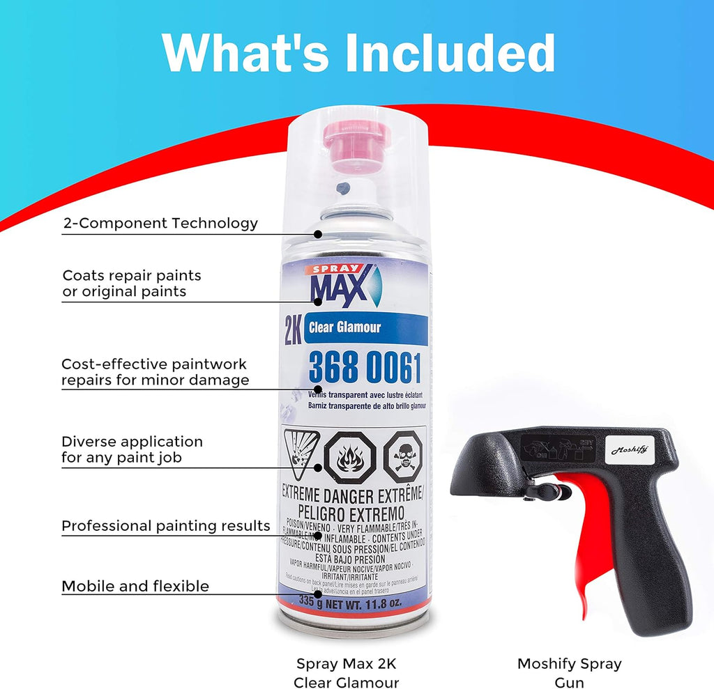 2K Clear Coat Aerosol Spray Can High Gloss Automotive Clear Coat Two Stage Clear Coat with Spray Can Trigger Pack of 2 D286473