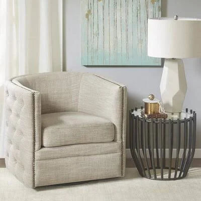 Cream Swivel Barrel Chair G26163
