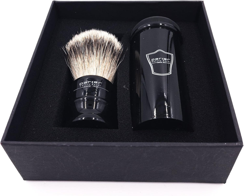 100% Silvertip Travel Shave Brush with Case, Black, Pack of 2 T4121