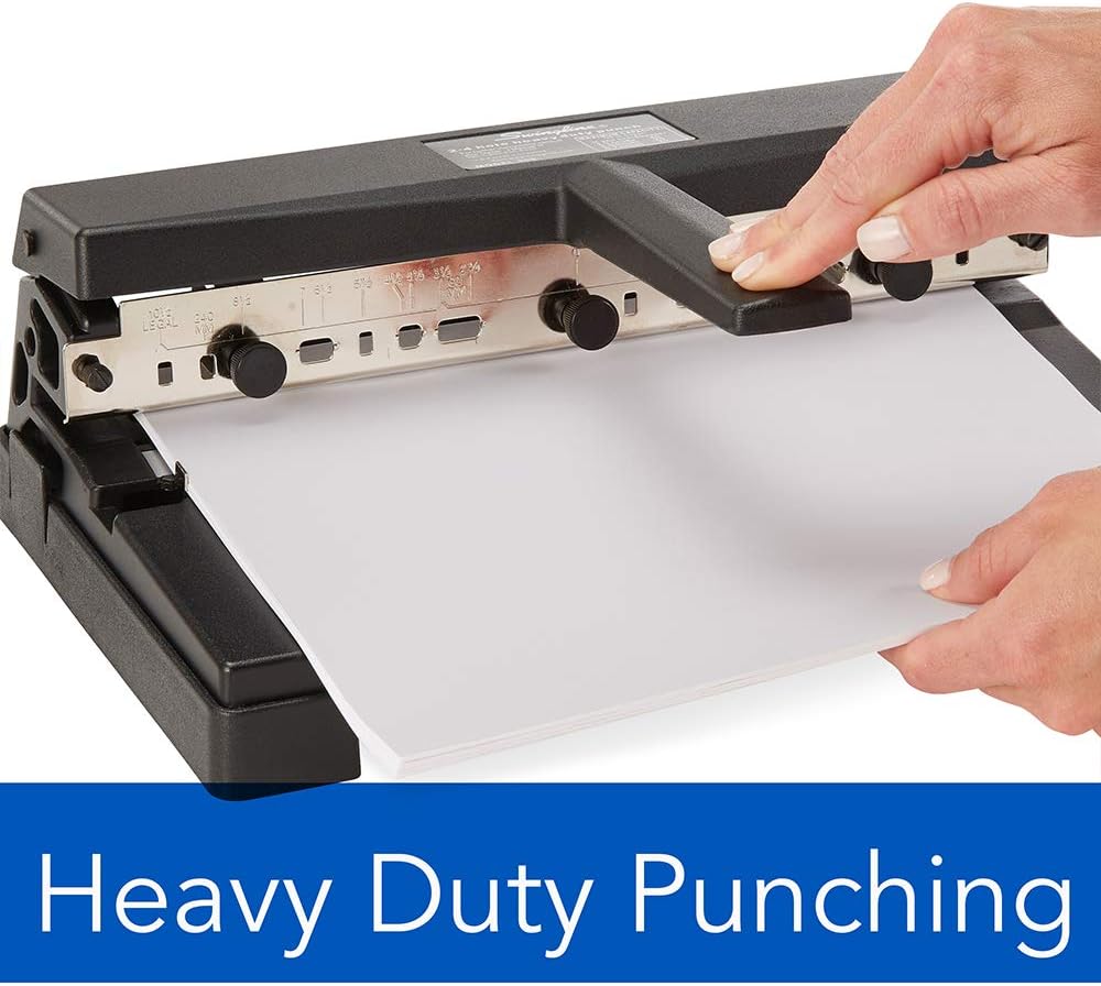 Heavy Duty Adjustable Hole Punch, 40 Sheet Capacity, Black T872