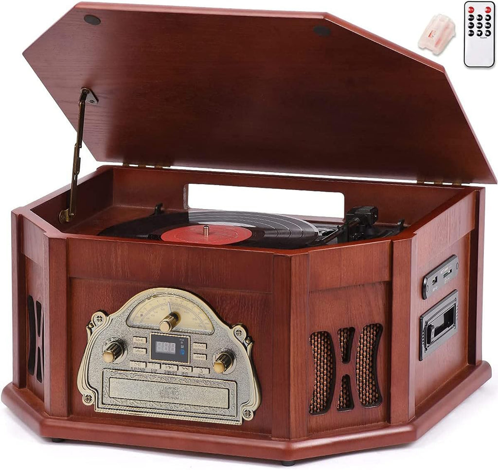 10-in-1 Bluetooth Record Player with 2 Built-in Speakers D34325
