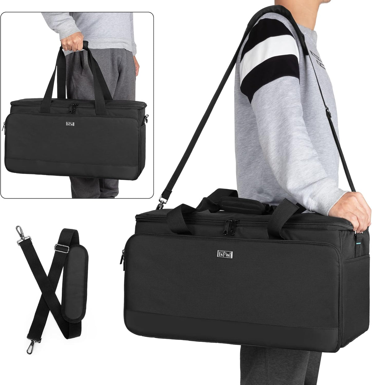 Large Cable File Bag with Padded Bottom and Detachable Dividers, Black Z395418