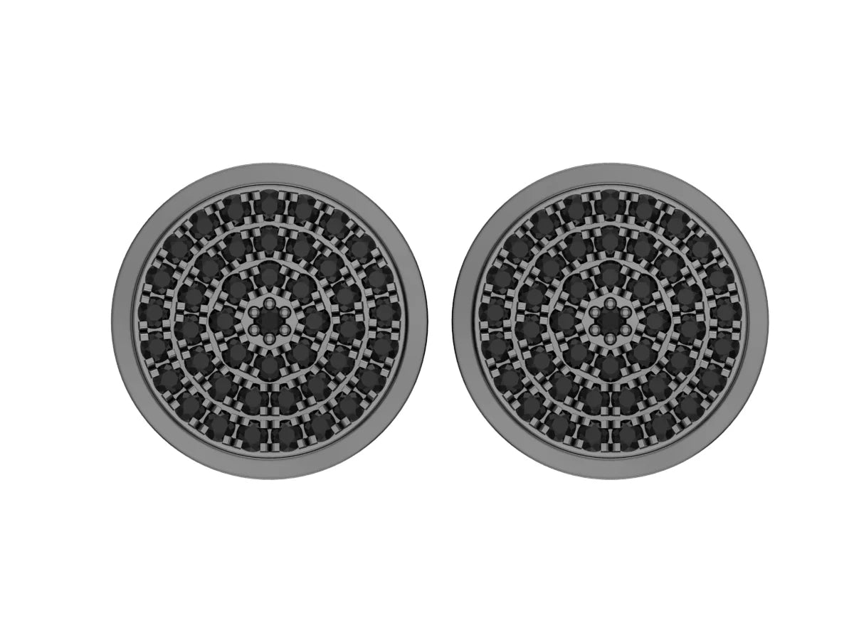 Black Diamond Double Halo Screw Back Stud Earring E9568