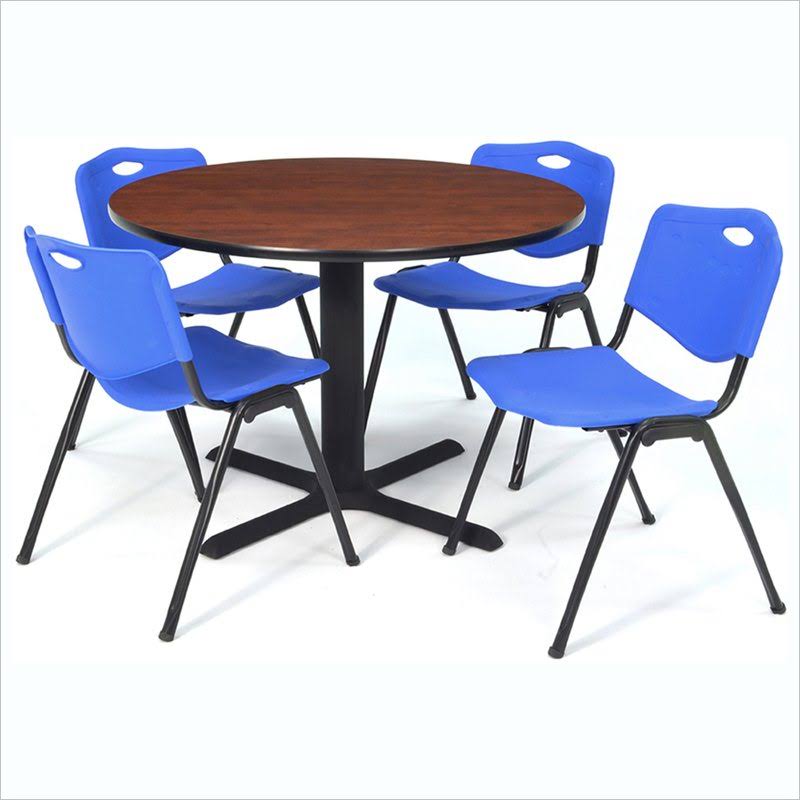 48x22 Round Breakroom Table with 4 Stack Chairs N6343