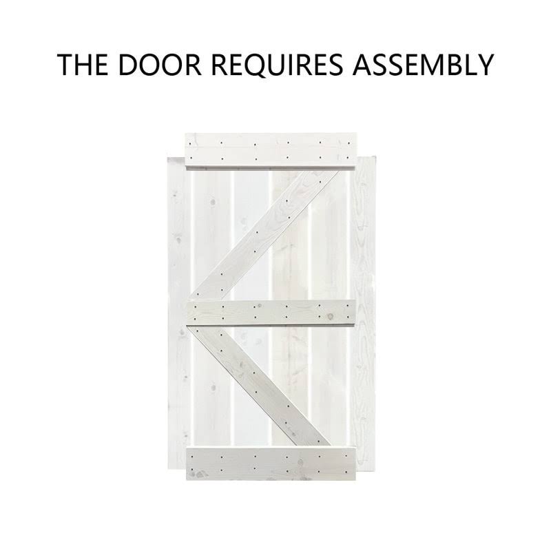 Cherry Red Stained Wood Sliding Barn Door with Hardware Kit Y725310
