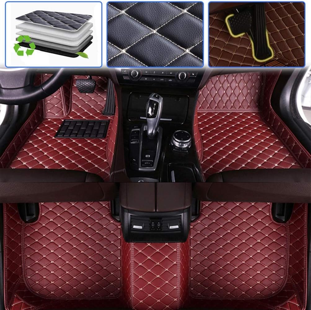 Beige Leather Waterproof Full Coverage Car Floor Mats N5952