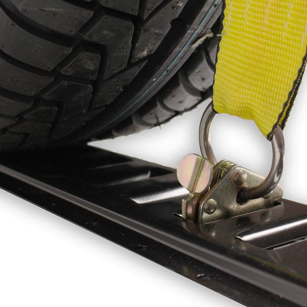 4 Wheel Straps with E-Track Fittings and 3 Rubber Blocks, 11’ x 2” Ratchet Strap, Pack of 2 X534150