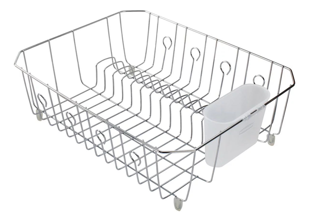 Large Chrome Dish Drying Rack with Utensil Holder D21842