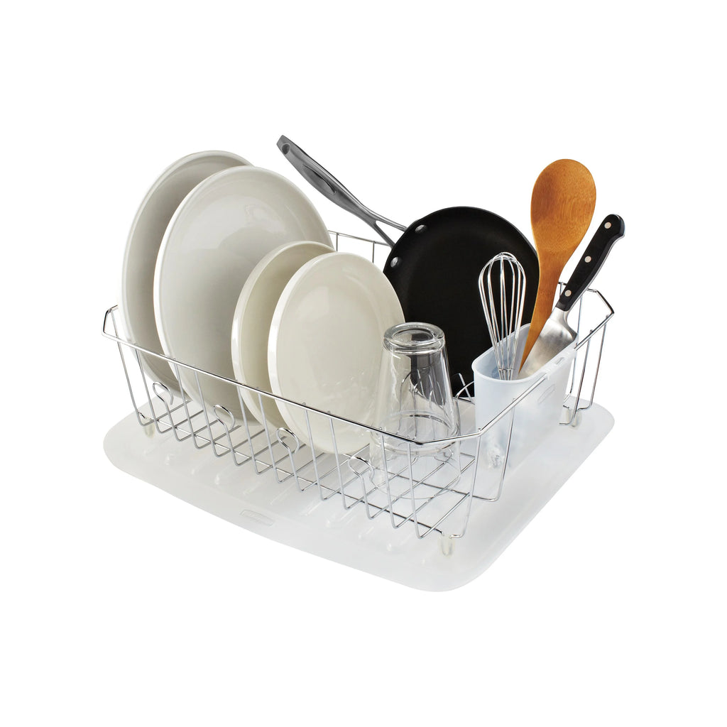 Large Chrome Dish Drying Rack with Utensil Holder D21842