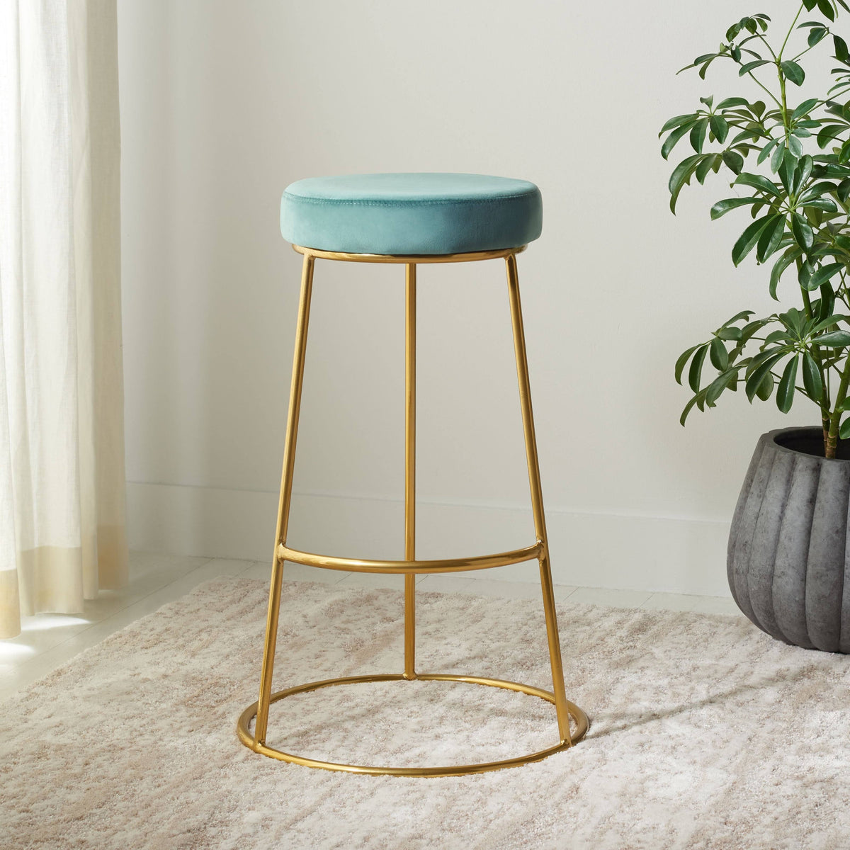 Lilac / Gold Round Bar Stool T393