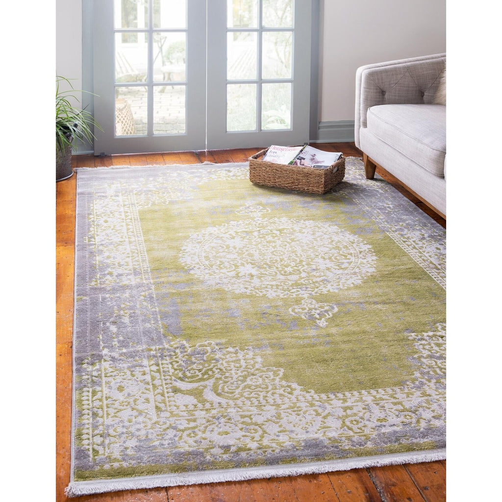 Light Green Area Rug 4'x6' Z83886