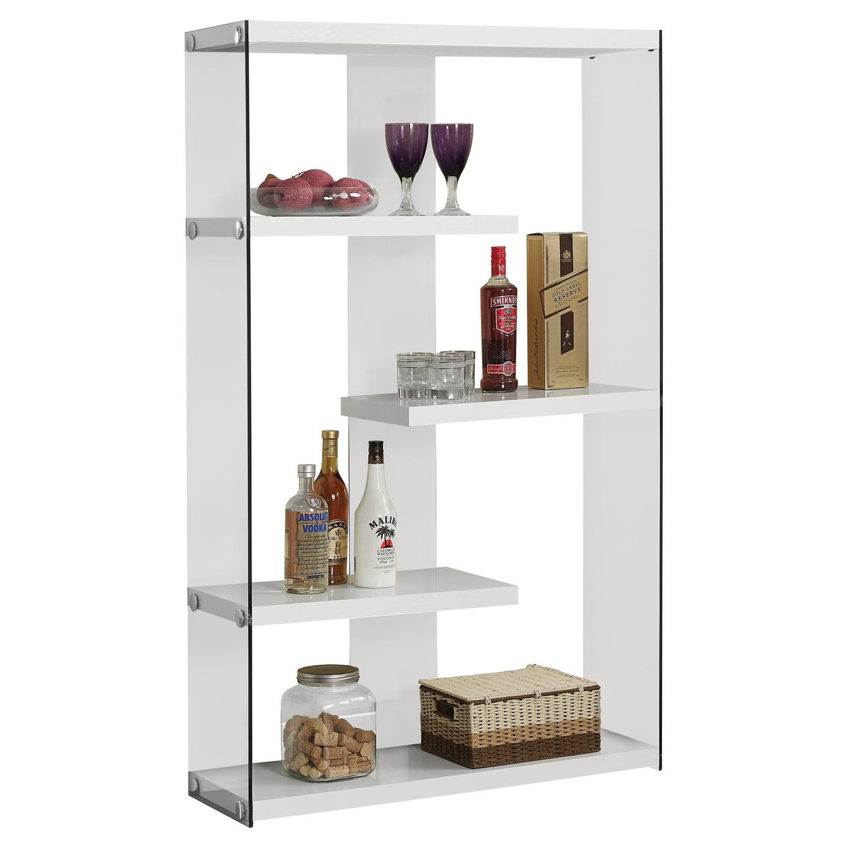 Tempered Glass Bookcase Glossy White B1133