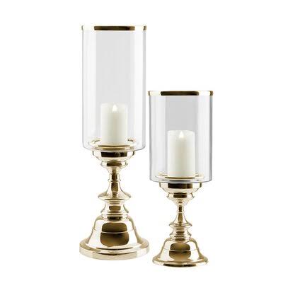 2 Piece Glass Tabletop Hurricane Set K739