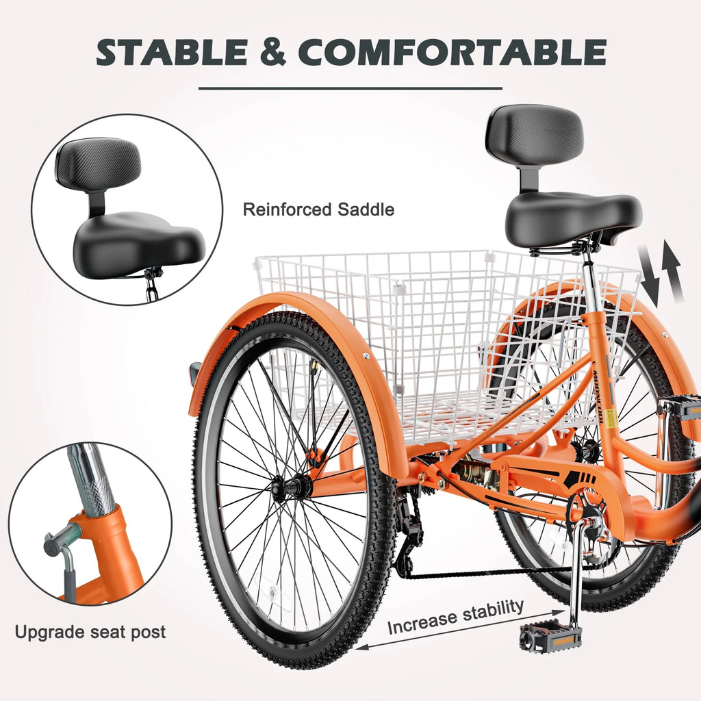 26" 7-Speed Tricycle with Basket U349189