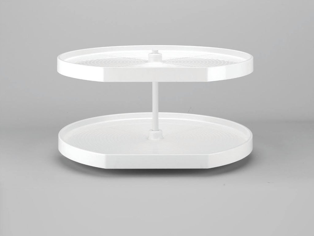 Almond Polymer D-Shape Lazy Susan 2-Shelf B97867