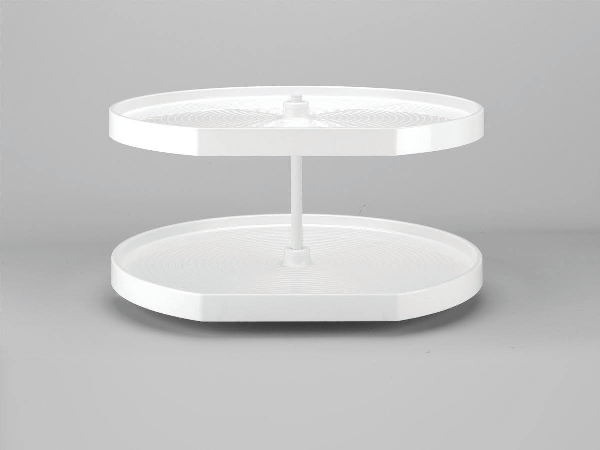 Almond Polymer D-Shape Lazy Susan 2-Shelf B97867