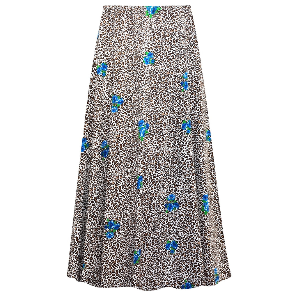 Cheetah Hydrangea Print A-Line Maxi Skirt V7599