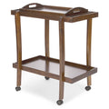 Dark Oak Acacia Wood Bar Cart with Removable Top Tray U50004