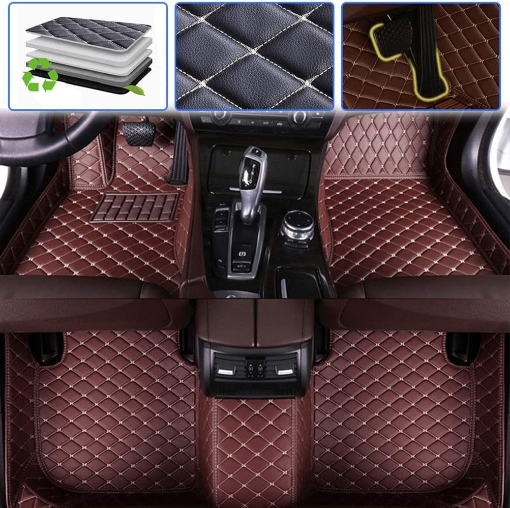 Beige Leather Waterproof Full Coverage Car Floor Mats N5952
