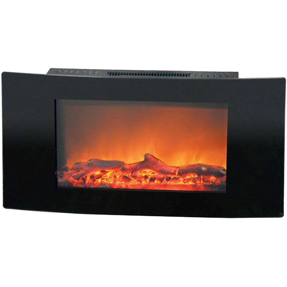 White Curved Wall Mount Electric Fireplace D435