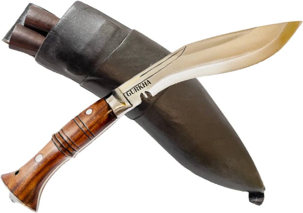 11 IN Hand-Hammered Carbon Steel Kukri Knife with Leather Sheath O599034