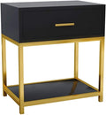 Black Mini Bedside Nightstand Storage Cabinet K8032