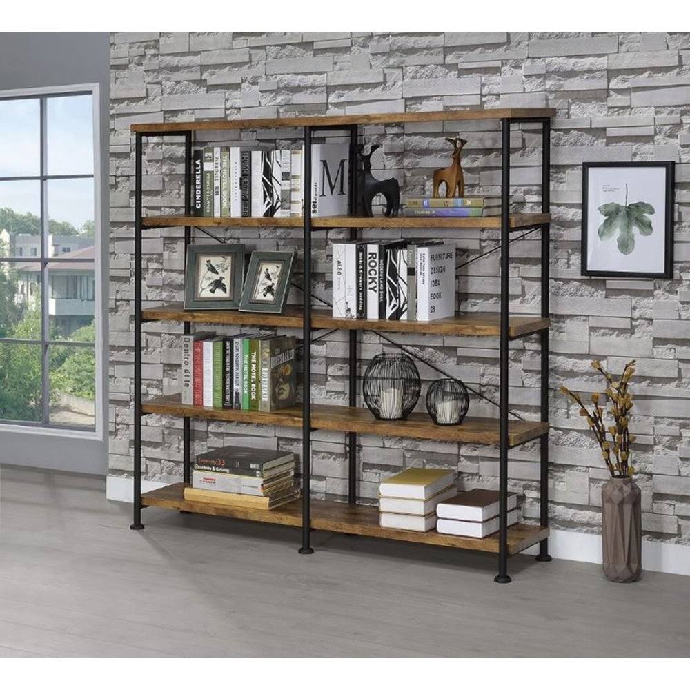 Antique Nutmeg Double-Wide Bookcase K6614