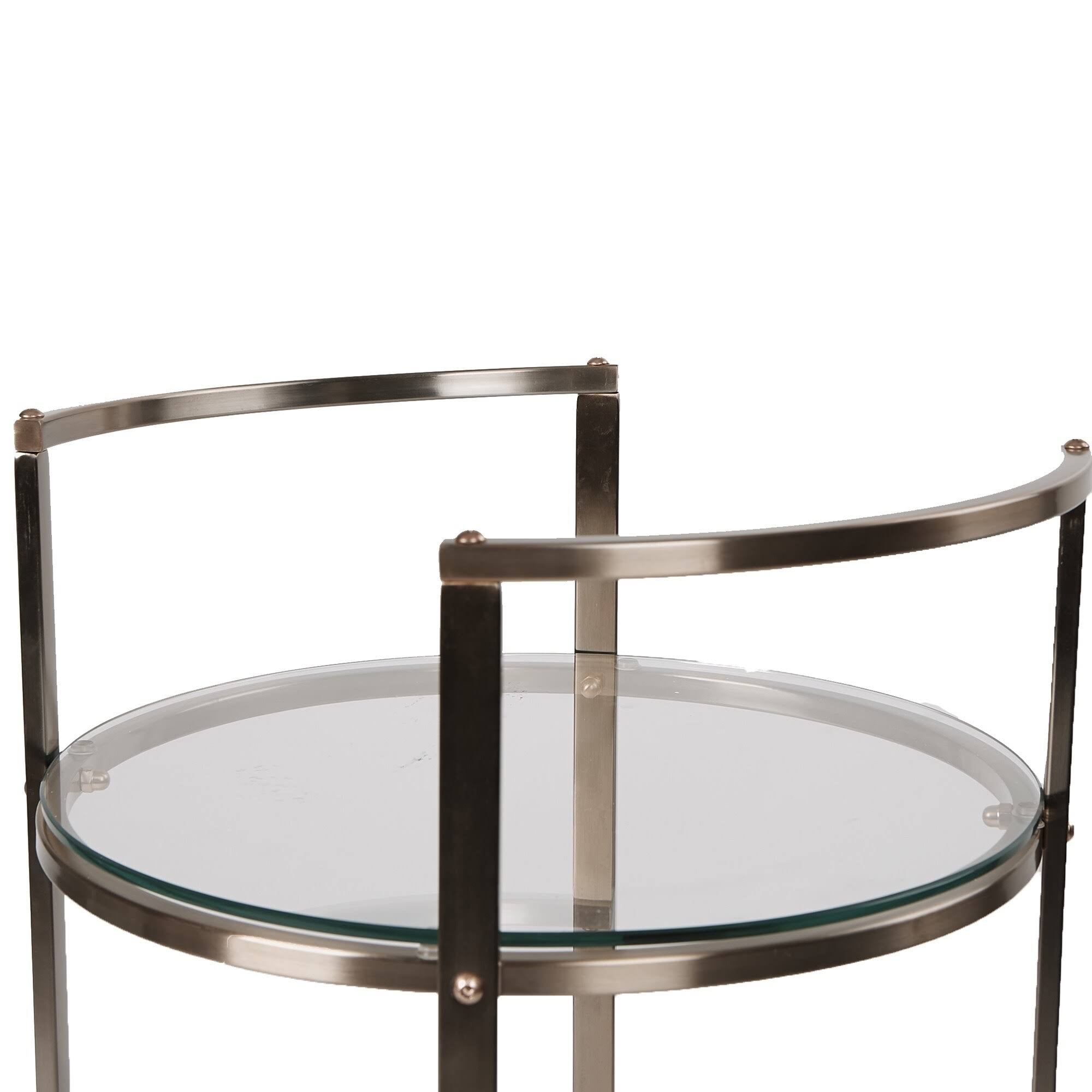 2 Tier Metal Bar Cart with Glass Top Z891088