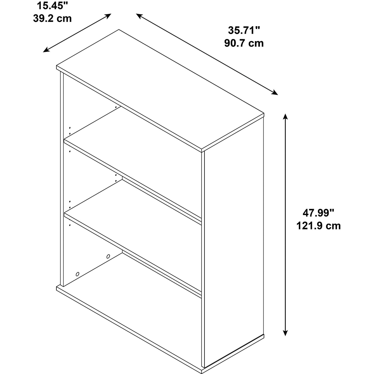 Mocha Cherry 3 Shelf Bookcase X1416