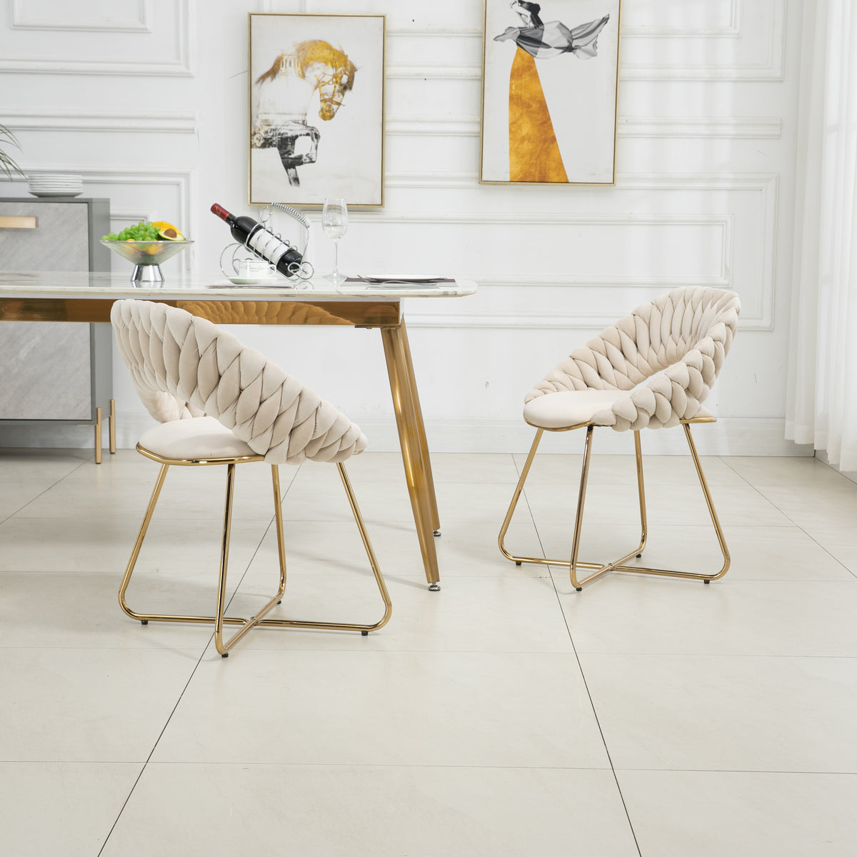 Velvet Accent Chairs Set of 2 with Gold Legs T29865