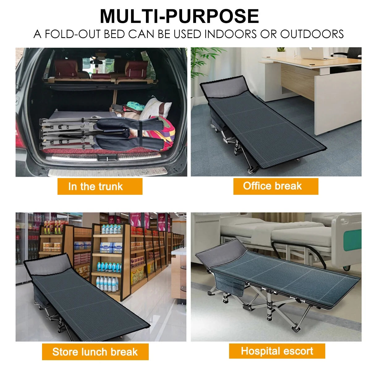 Folding Camping Bed with Mattress & Carry Bag, Heavy Duty Sleeping Cot with 4D Pillow W253