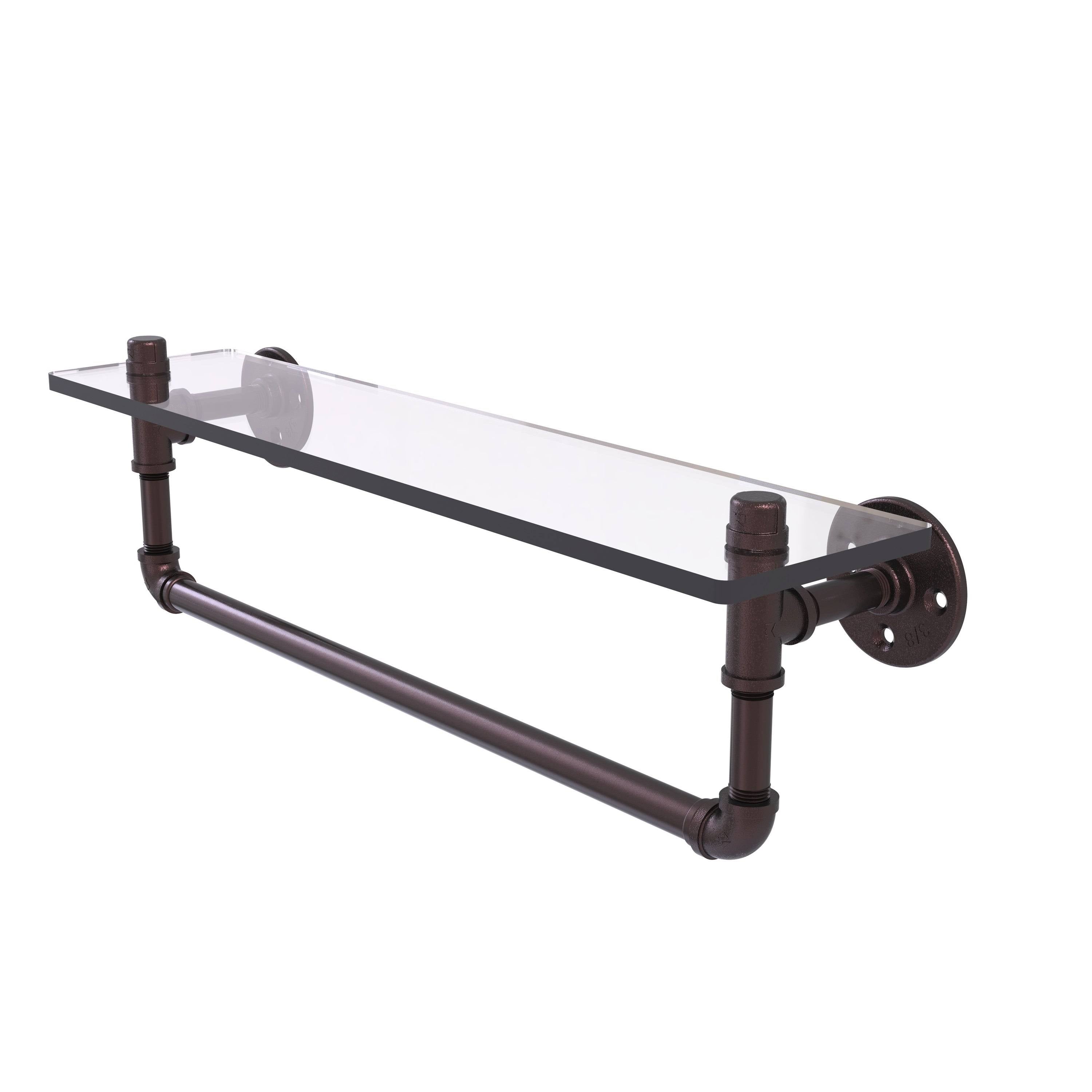 22 in. Glass Shelf with Towel Bar Satin Nickel T8704