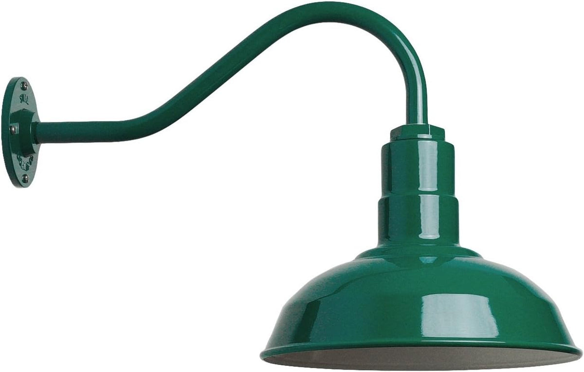 Green 16 Gooseneck Steel Dome Barn Light E6992