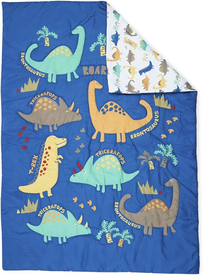 4-Piece Blue Dinosaur Toddler Bedding Set B153