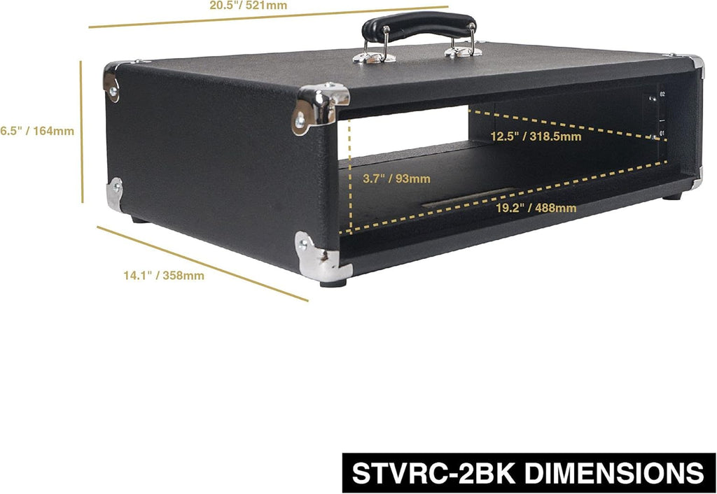 Vintage 2U Amp Rack Case with Rubber Feet, Black R5306