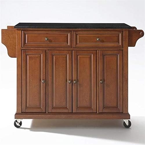 Solid Black Granite Top Kitchen Cart J7548
