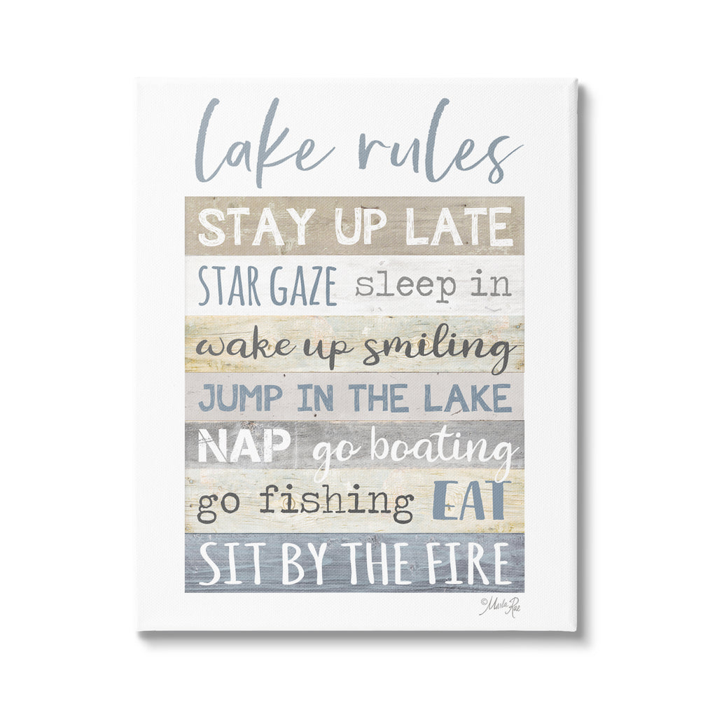 Lake Rules Typography Rustic Vacation Cabin Sign Canvas Wall Art, 24 x 30 Q74259