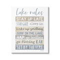 Lake Rules Typography Rustic Vacation Cabin Sign Canvas Wall Art, 24 x 30 Q74259