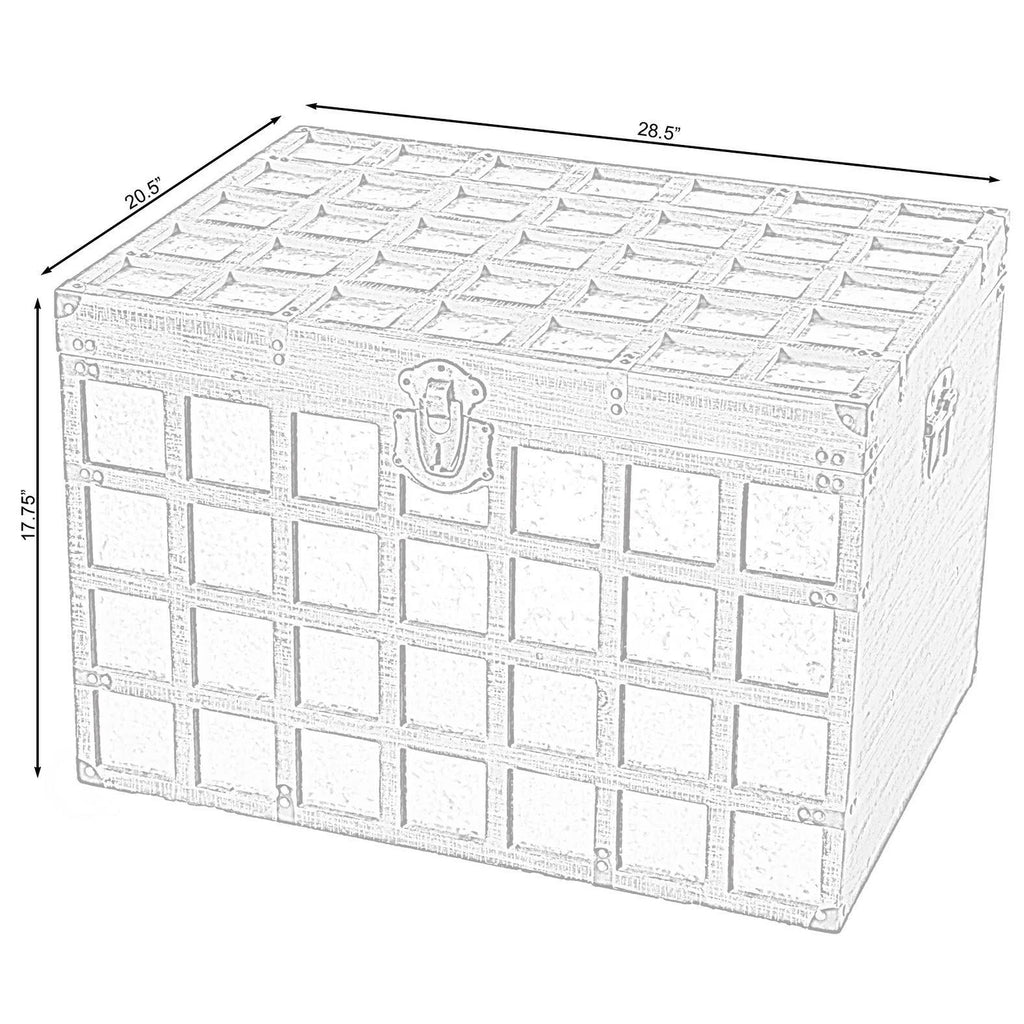 Wooden Rectangle Galvanized Metal Lined Storage Trunk K80106