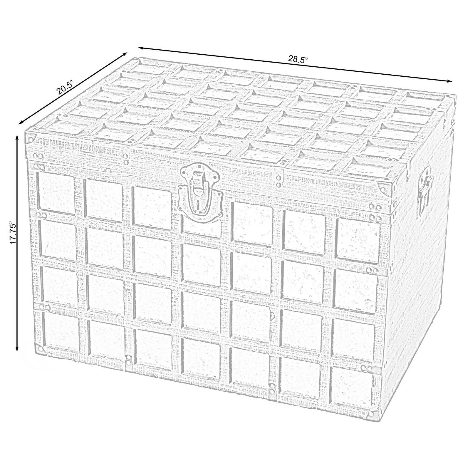 Wooden Rectangle Galvanized Metal Lined Storage Trunk K80106