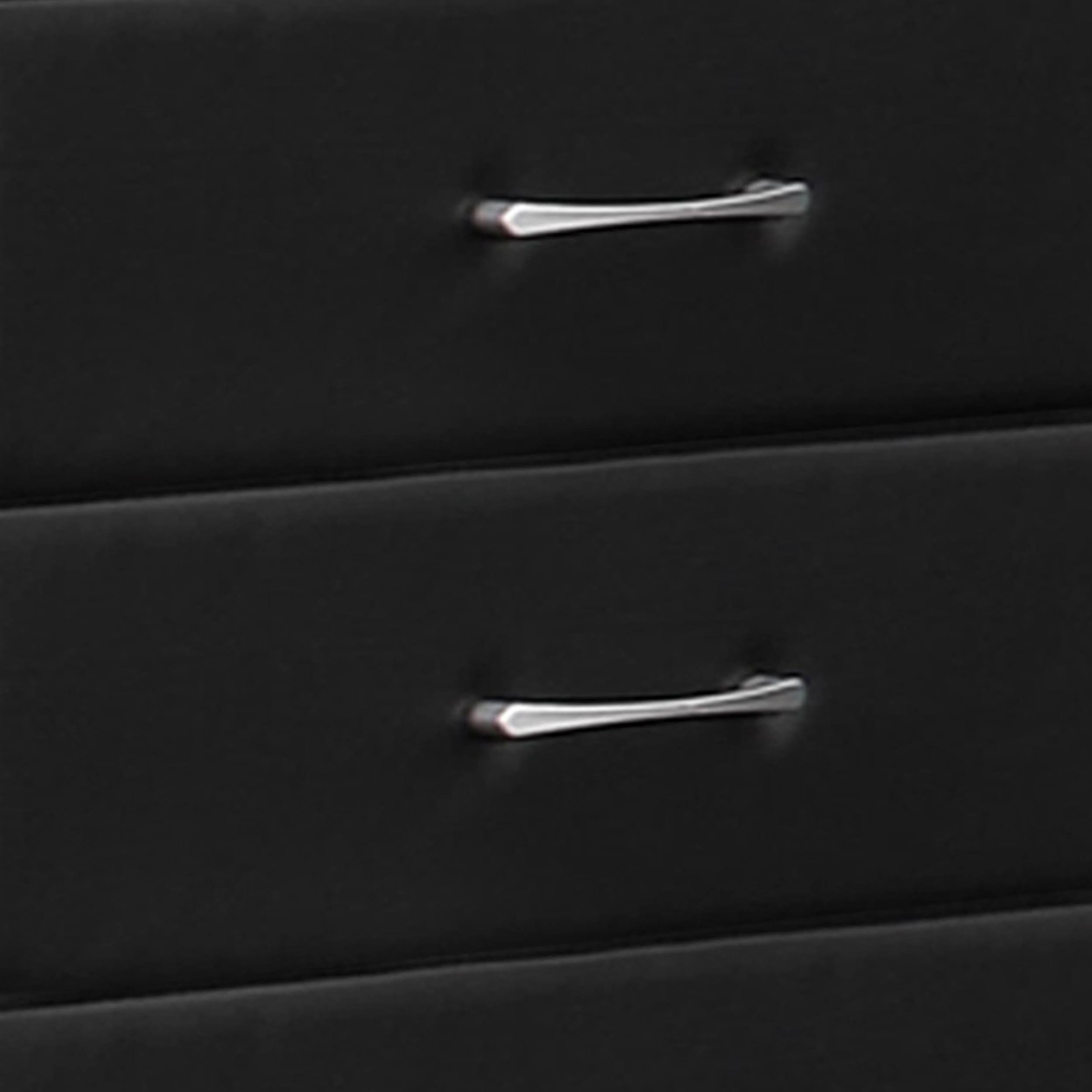 Black 5 Drawer Leatherette Wooden Frame Chest with Tapered Legs K84144