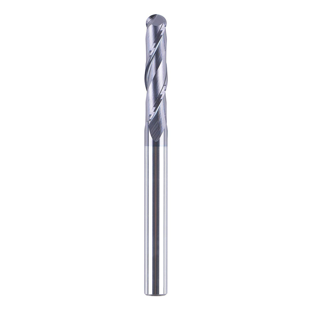 Ball Nose Carbide End Mill CNC Cutter Router Bits Double Flutes Spiral Milling Tool 1/4 inch Shank 3 inch Over Length Pack of 2 G652
