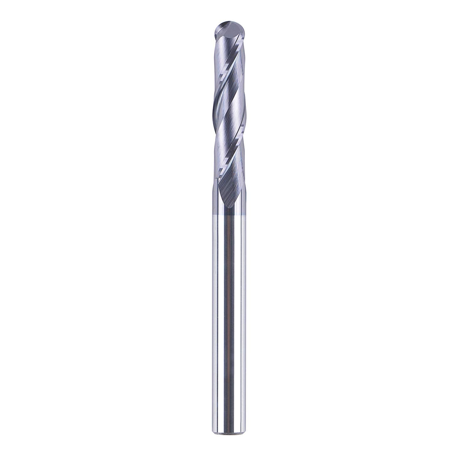 Ball Nose Carbide End Mill CNC Cutter Router Bits Double Flutes Spiral Milling Tool 1/4 inch Shank 3 inch Over Length Pack of 2 G652
