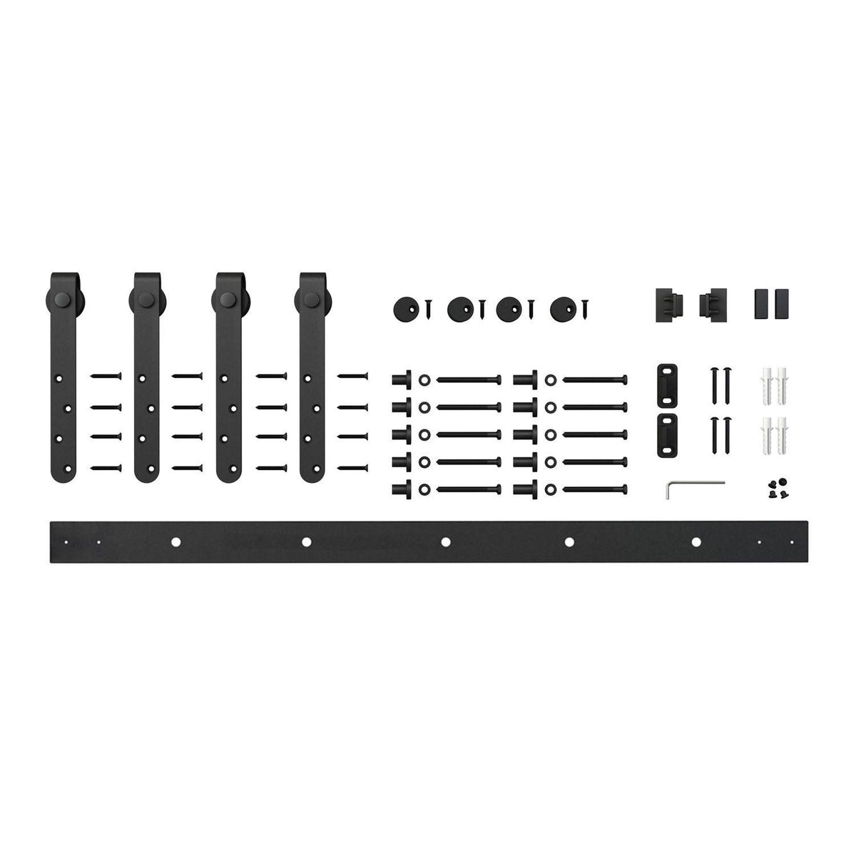 Black Solid Steel Sliding Barn Door Hardware Kit Y3409
