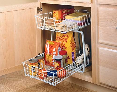White 2 Tier Kitchen Cabinet Organizer D191366