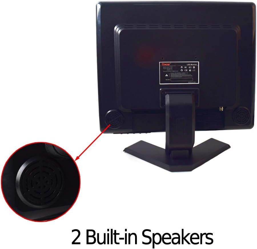 12 Inch LCD Security CCTV Monitor VGA HDMI AV BNC 4:3 HD Display LED Backlight Screen with USB Drive Player 800x600 Resolution Built-in Speaker Audio in/Out R355439